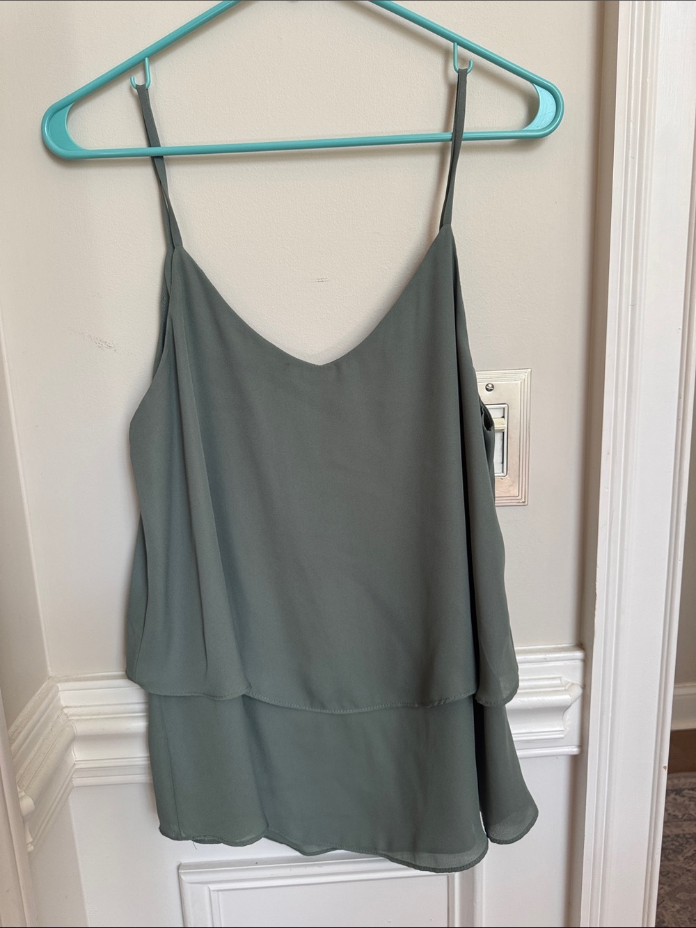 Annabella Layered Spaghetti Strap Camisole - Sage Green